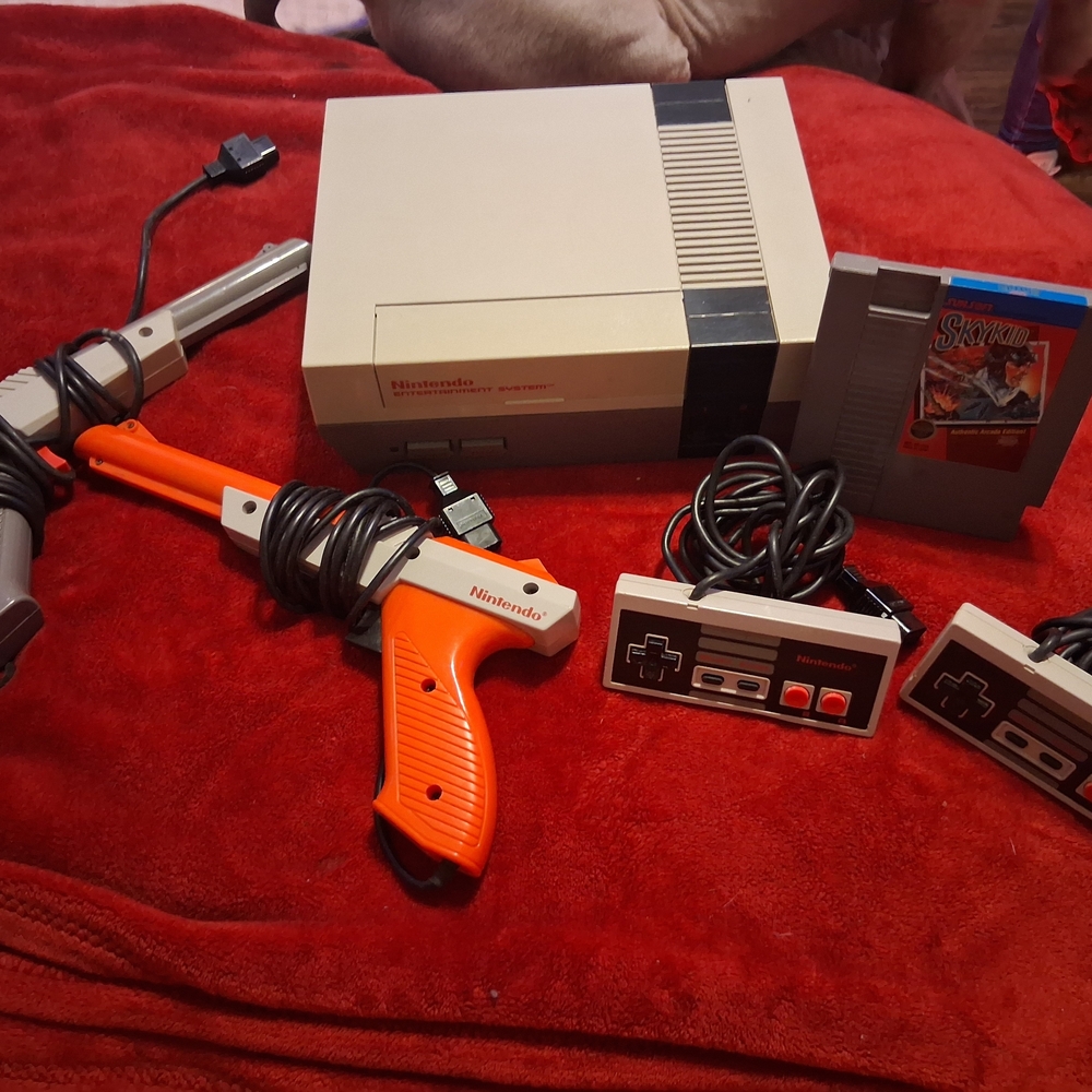 Nintendo Console Set with Controllers and Zapper - Gray and Orange